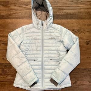 Columbia Sky Blue Hooded Puffer Jacket